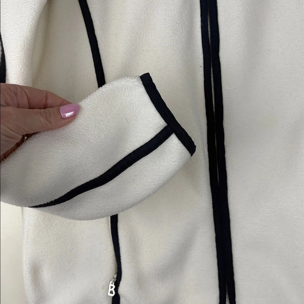 Bogner Sport White Fleece Jacket Navy Piping Full Zip Size M - Picture 5 of 9